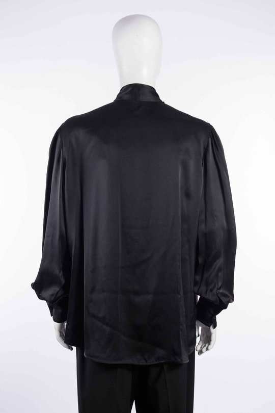 Hemd B0014413FA134099 Runo Bow Tie Collar Shirt Satin Washe black, Ann Demeulemeester