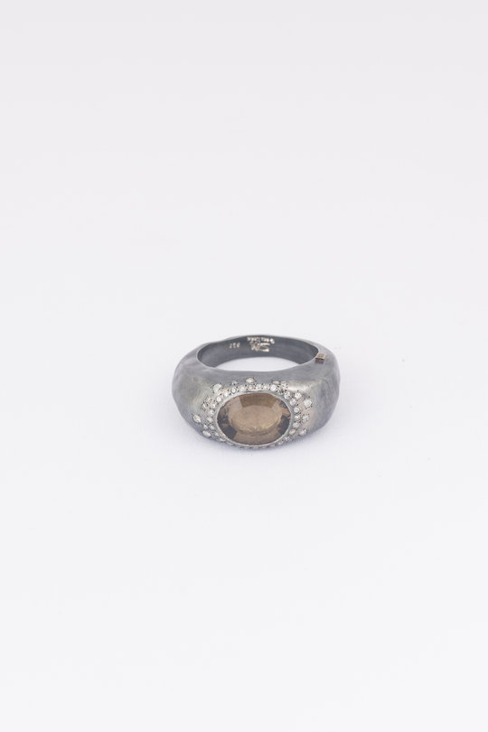 Ring 2024 Padma ST icey grey diamond and smoky quarz, Rosa Maria Jewellery