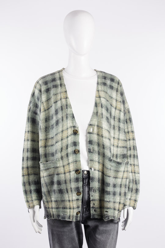 Jacke R13W198 Printed Oversized Cardigan grey black plaid, R 13
