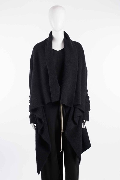 Strickjacke RP02F5642 KWP Hooded Medium Wrap black, Rick Owens