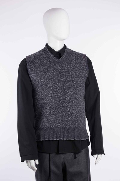 Pullover CGAW26CKNVST24 Washed Knit Blanked Vest navy/grey, Graig Green