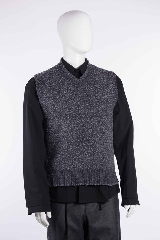 Pullover CGAW26CKNVST24 Washed Knit Blanked Vest navy/grey, Graig Green