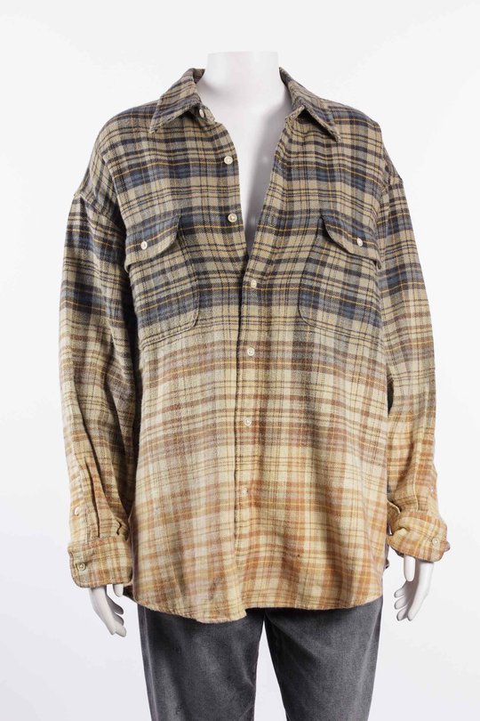 Hemd R13WR415 Boyfriend Shirt dip bleach light blue yellow plaid, R 13