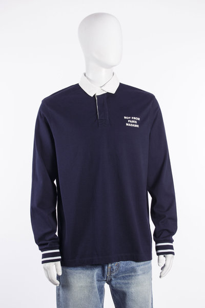 Polo Slogon Longsleeve navy, Drôle de Monsieur