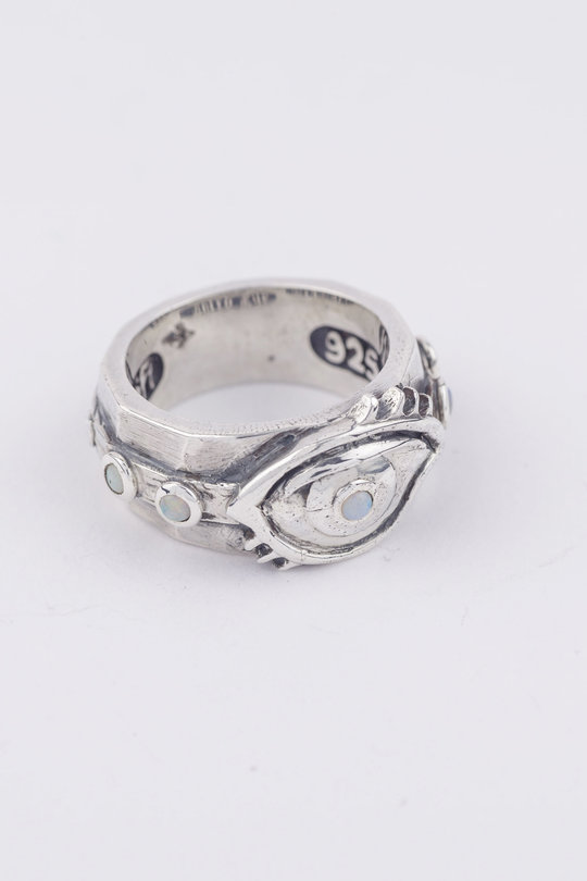 Ring faceted body opal, ELFCRAFT