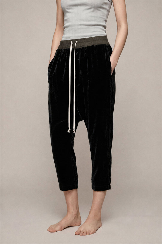 Hose Drawstring Cropped RP02C1308 black, Rick Owens