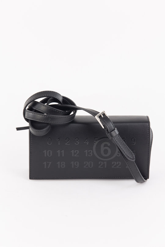 Tasche Mini logo leather shoulder bag, MM6