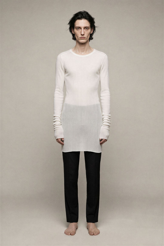 Longsleeve RU01F2250 RC Rib LS T white, Rick Owens