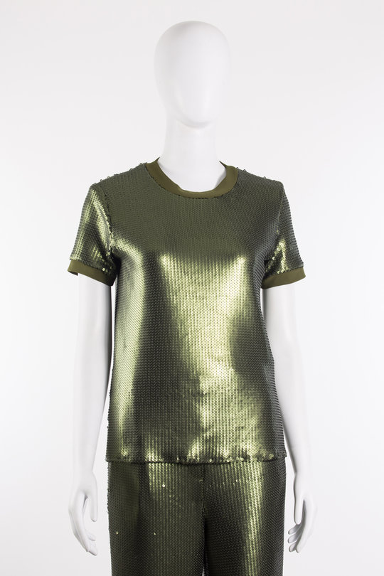 Top Sequin T-Shirt 15G1031304 militaty green, Uli Schneider