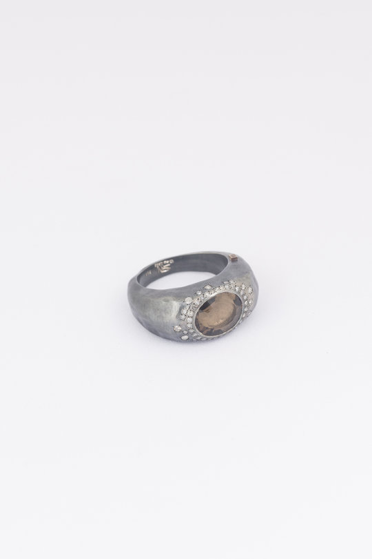 Ring 2024 Padma ST icey grey diamond and smoky quarz, Rosa Maria Jewellery