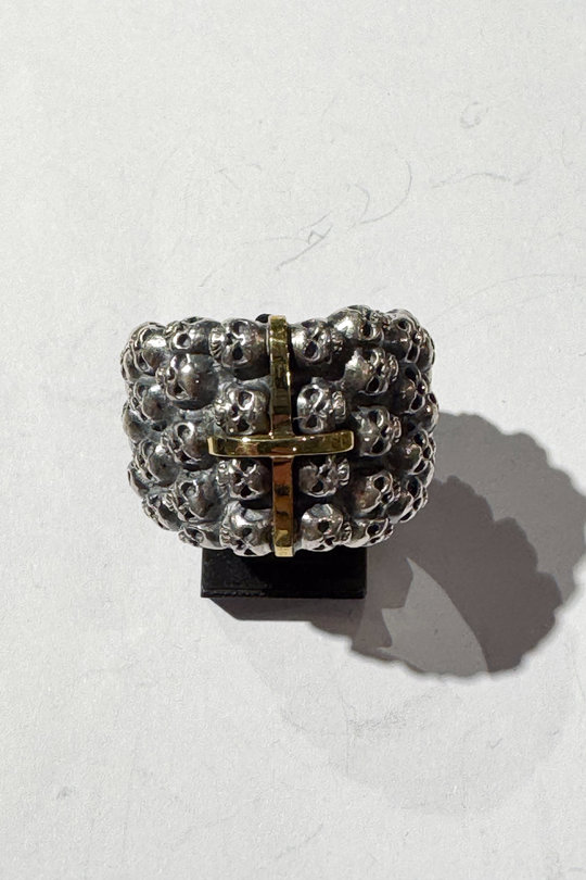 Ring TRI32 Multiple skull ring silver/gold, Tobias Wistisen