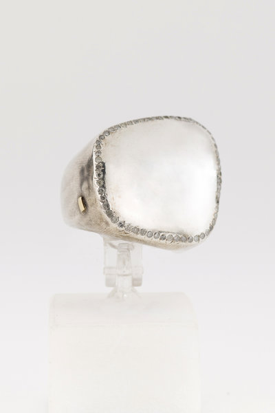 Ring 4 Silber mit weissen Diamantensplittern, Rosa Maria Jewellery