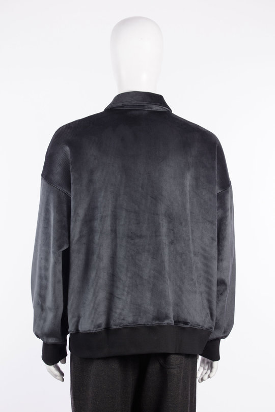 Pullover Classic Collar Zip velour rib black, SONG FOR THE MUTE