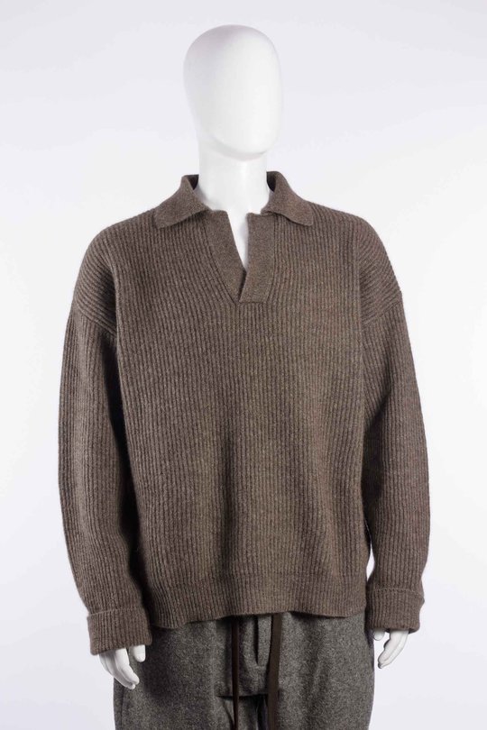Pullover W6 M UK7565 Long Sleeve Polo Raccoon brown, Uma Wang
