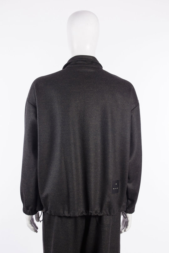 Pullover Zip Long Drape Wool petrol black, SONG FOR THE MUTE