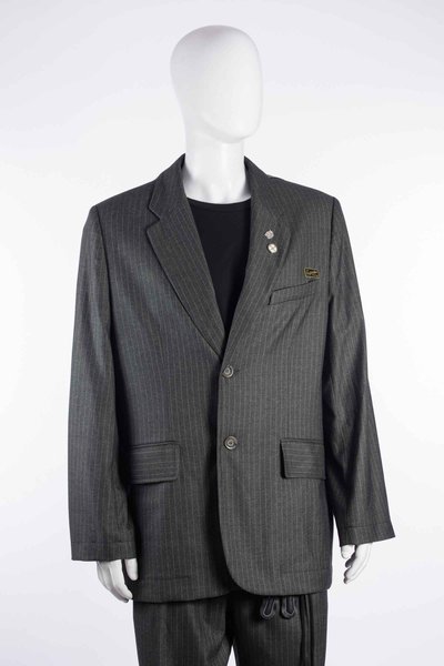 BLAZER STRIPE 262_MJK103_FLNSCHA 1/ FLANNEL CHARCOAL, SONG FOR THE MUTE