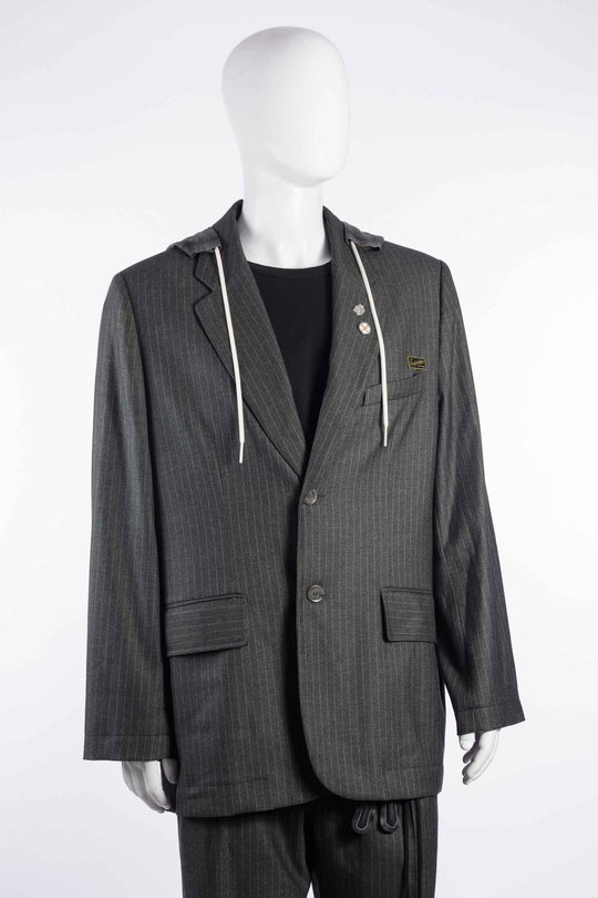 BLAZER STRIPE 262_MJK103_FLNSCHA 1/ FLANNEL CHARCOAL, SONG FOR THE MUTE