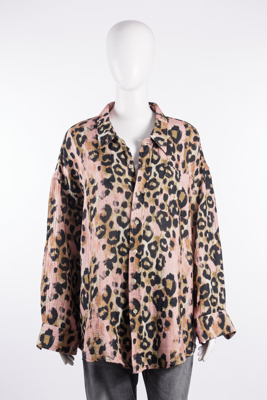 Hemd R13WR004 Drop Neck Shirt pink leopard, R 13