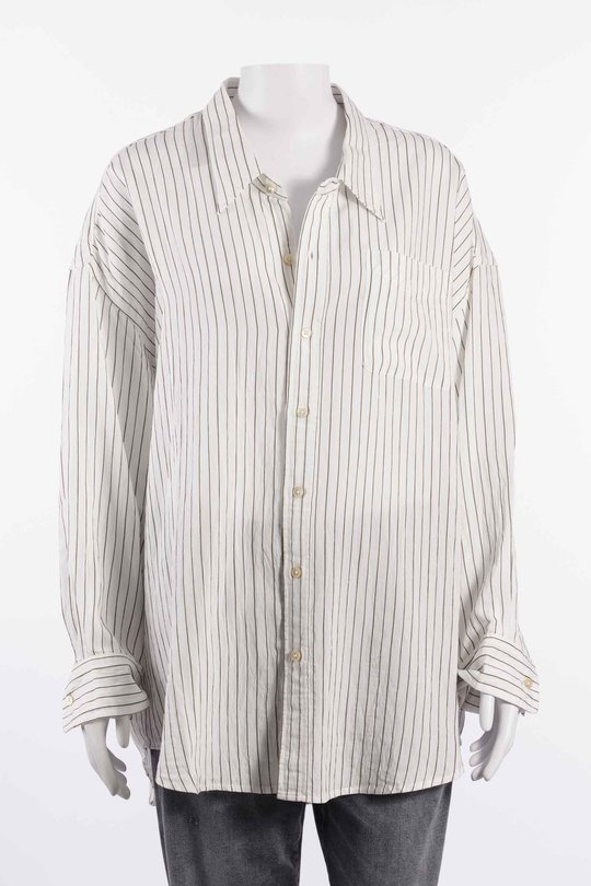 Hemd R13WR004 Drop Neck Shirt white narrow brown stripe, R 13