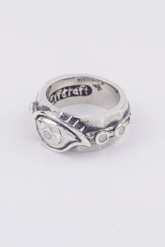 Ring faceted body opal, ELFCRAFT