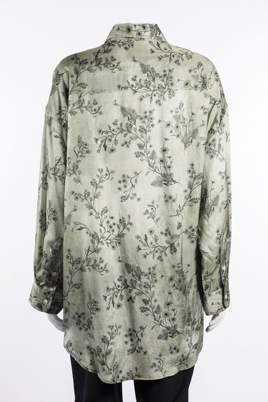 Bluse R13WR703 Drop Neck Ruffle Shirt green floral, R 13