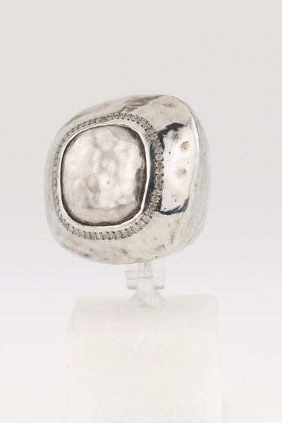 Ring 2 Silber mit weissen Diamantensplittern, Rosa Maria Jewellery