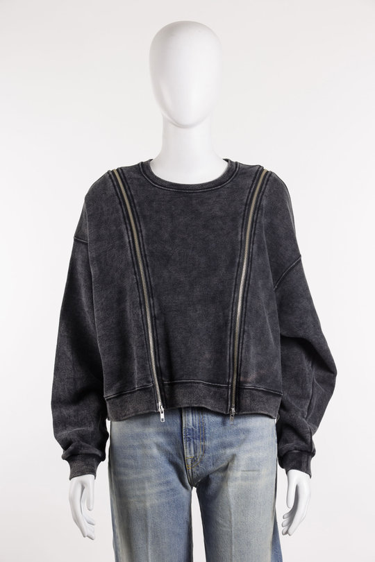 Sweatshirt zippered Crewneck R13WK306 washed black, R 13