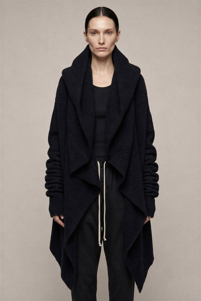 Strickjacke RP02F5642 KWP Hooded Medium Wrap black, Rick Owens