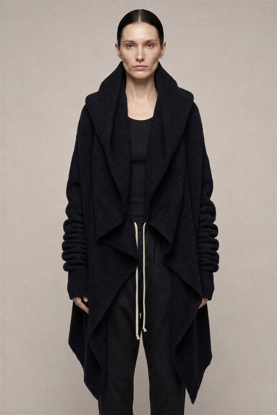 Strickjacke RP02F5642 KWP Hooded Medium Wrap black, Rick Owens