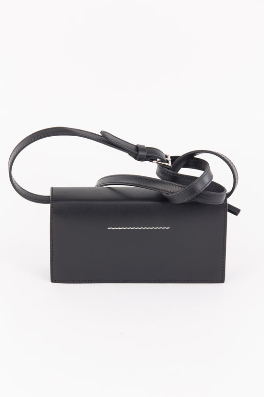 Tasche Mini logo leather shoulder bag, MM6