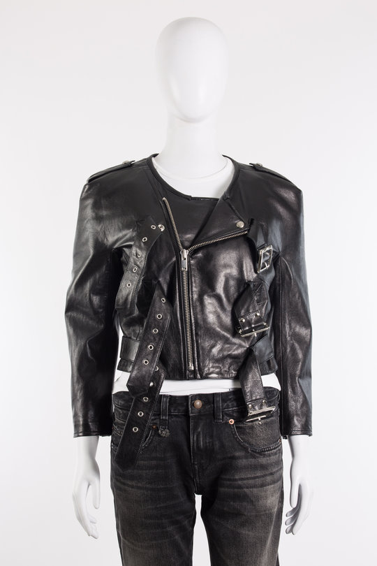 Lederjacke Square Shoulder Belted Motorcycle Jacket R13WR247 black, R 13