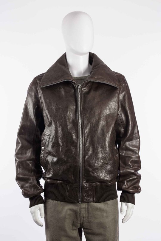 Leder Jacke RU02F4751 LBE DRACUFLIGHT grease, Rick Owens