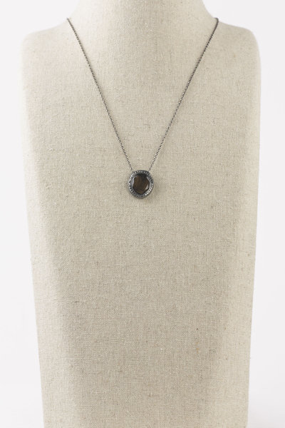 Kette smoky brown Quartz with blk diamonds, Rosa Maria Jewellery