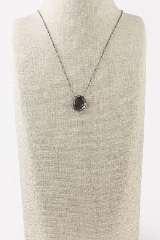 Kette smoky brown Quartz with blk diamonds, Rosa Maria Jewellery