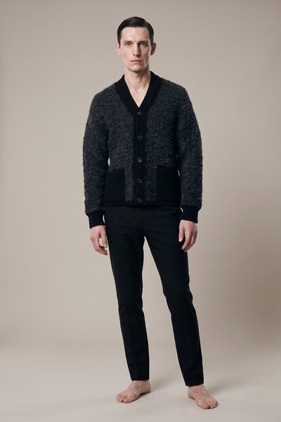 Strickjacke Short Furry Jacket black/ dark grey, Label Under Construction
