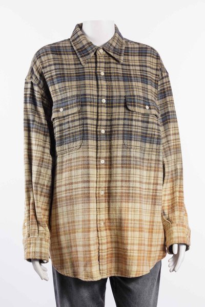 Hemd R13WR415 Boyfriend Shirt dip bleach light blue yellow plaid, R 13