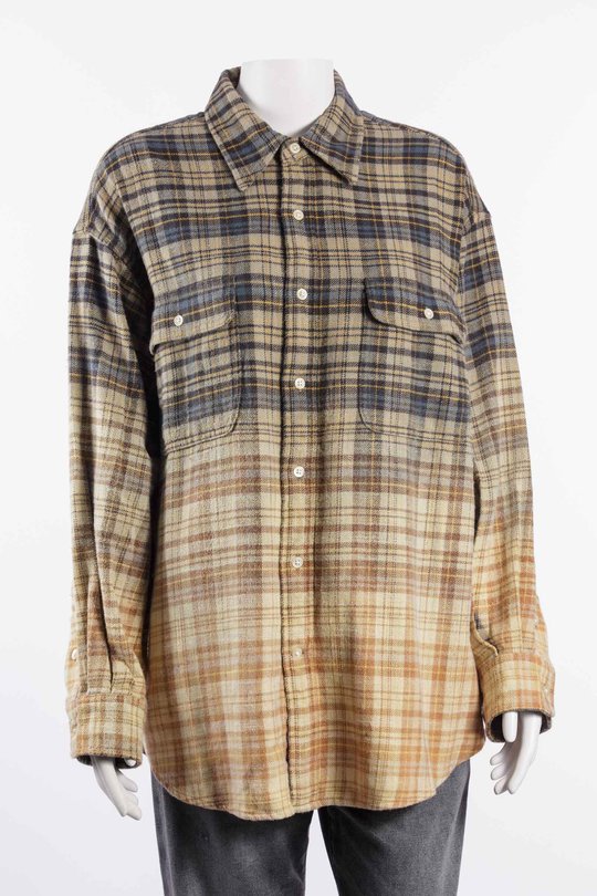 Hemd R13WR415 Boyfriend Shirt dip bleach light blue yellow plaid, R 13