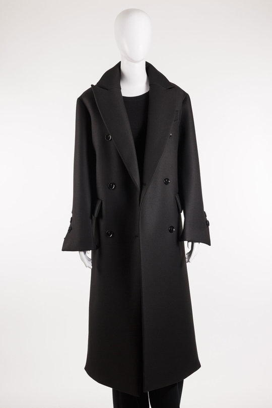 Mantel 19- 1010358 Wool-Neopren Double-Breasted Coat black, Uli Schneider