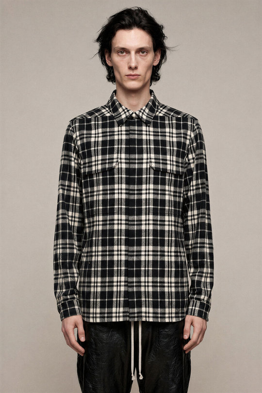 Hemd Outershirt RU01F2236 black plaid, Rick Owens