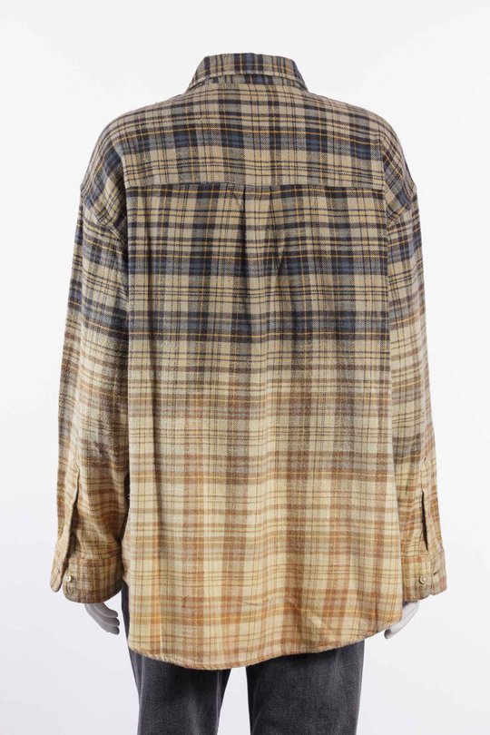 Hemd R13WR415 Boyfriend Shirt dip bleach light blue yellow plaid, R 13