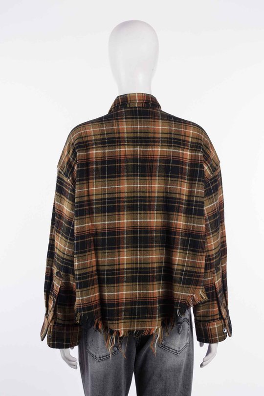 Hemd R13WR150 Drop Neck Cropped Shirt light brown black plaid, R 13