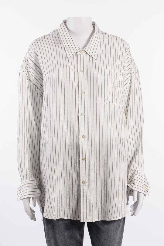 Hemd R13WR004 Drop Neck Shirt white narrow brown stripe, R 13
