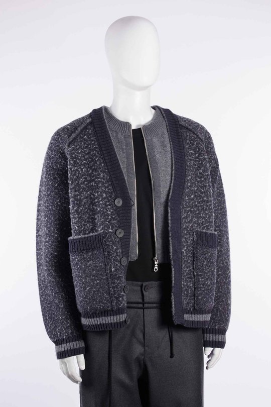 Jacke CGAW26CKNJU82 Washed Knit Blanket Jacket navy/darkgrey, Graig Green