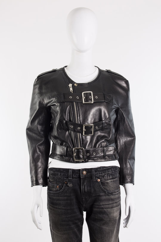 Lederjacke Square Shoulder Belted Motorcycle Jacket R13WR247 black, R 13