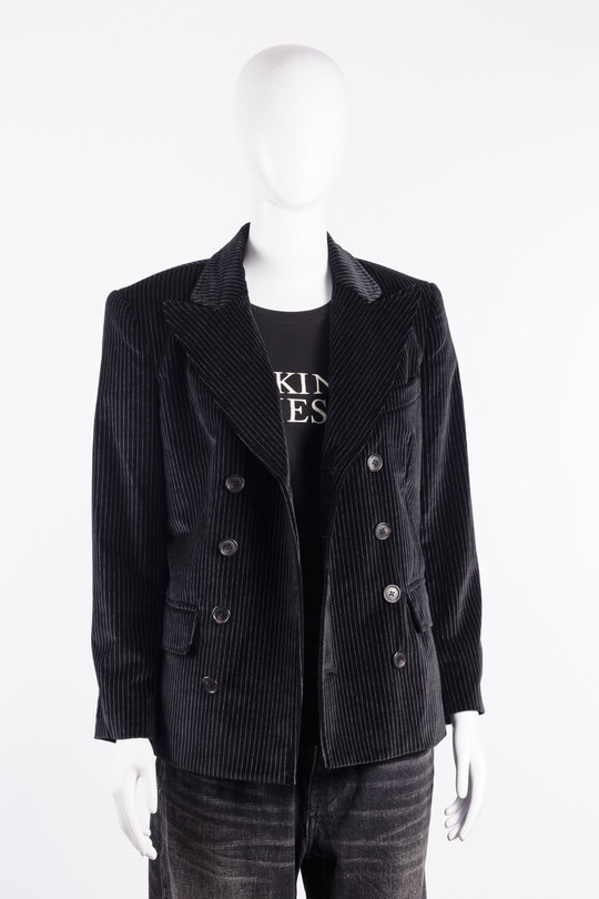 Sakko R13WR752 Double Breasted Boyfriend Blazer black and white stripes, R 13