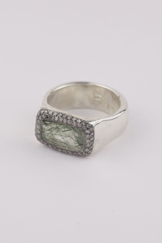Ring Nasila M S ST Dia IG 2R GRN RQTZ silver/green, Rosa Maria Jewellery