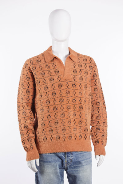 Pullover D Mirror Monogram Open Neck Longsleeve Polo orange, Drôle de Monsieur