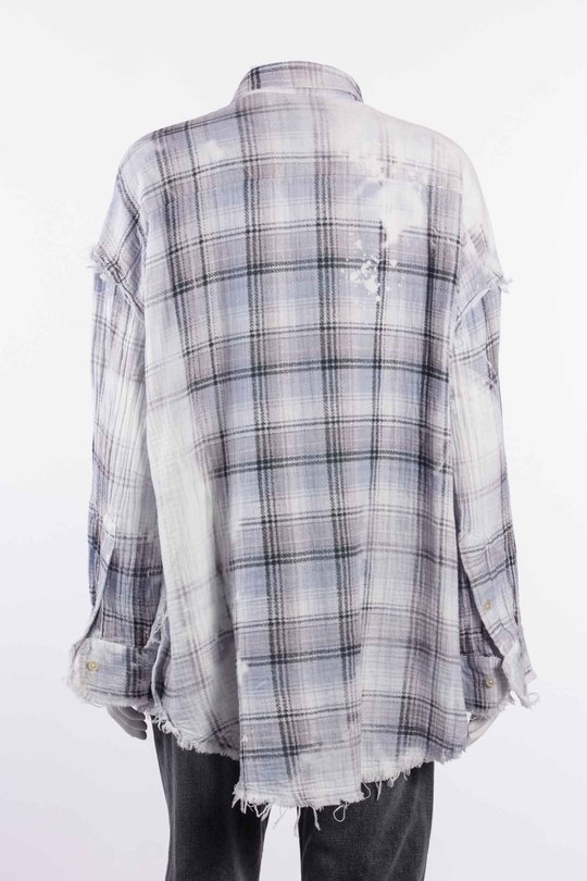 Hemd R13WR075 Shredded Seam Drop Neck Shirt blue bleached plaid, R 13