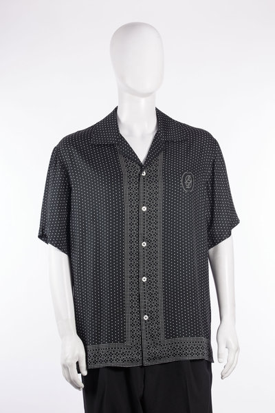 Hemd Notcha Short Sleeve shirt dots print M-SH230-VIO44-BL black/white dots, Drôle de Monsieur