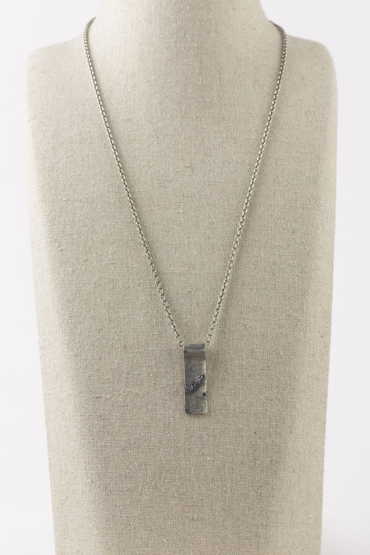 Kette TNE372 Folded stones pendant necklace silver/black-diamonds, Tobias Wistisen